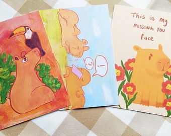 Capybara Art Postcards: Heavy Card Stock A6 Prints