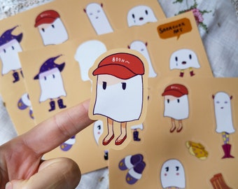 Ghosties with Hats and Shoes Sticker Sheet