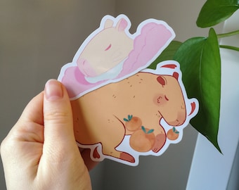 Acogedor conjunto de pegatinas de vinilo Capybara