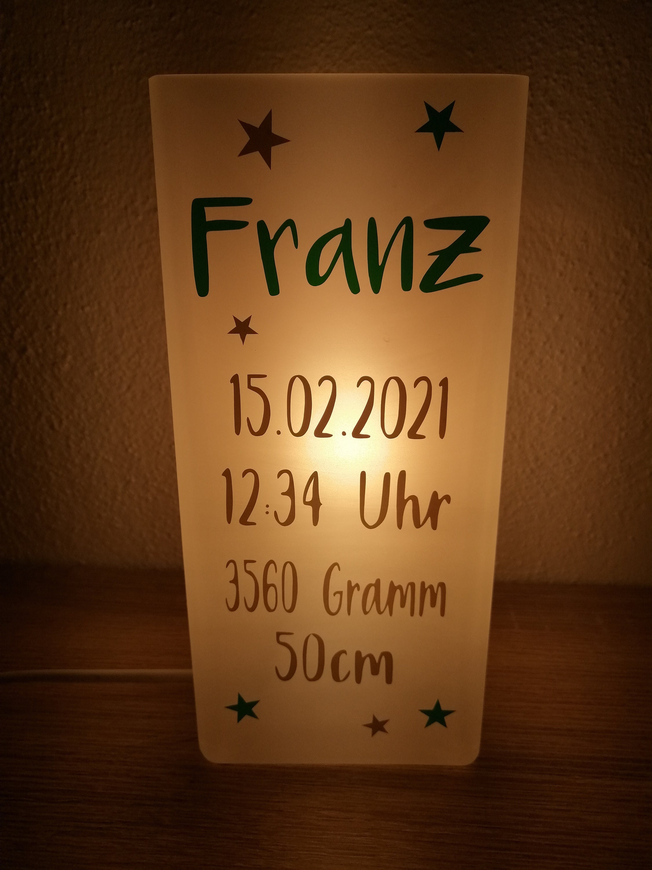 Tischlampe zur Geburt Lampe mit Spruch Tischlampe Etsy