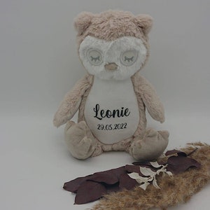 Cuddly toy with name, personalized cuddly toy, birth gift, owl with name, plush toy with name, baptism gift
