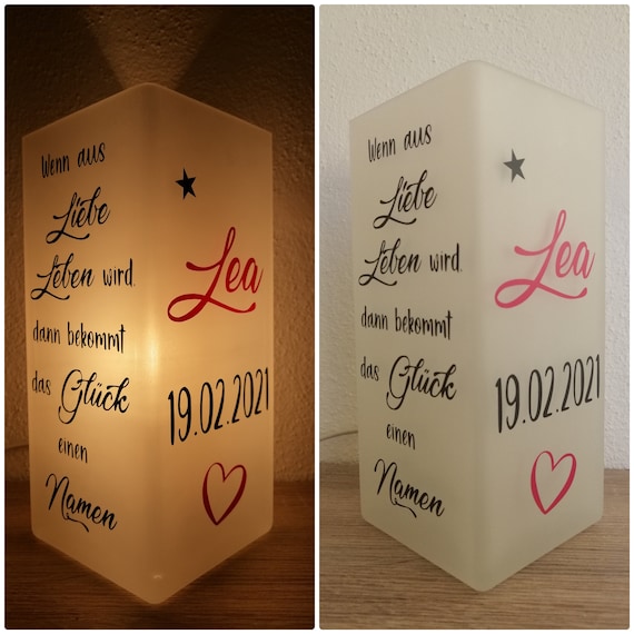 Tischlampe zur Geburt Lampe mit Spruch Tischlampe Etsy