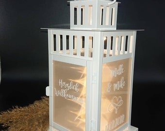 Lanterna personalizzata con scritta, personalizzata con illuminazione, lanterna con scritta, regalo, festa della mamma, matrimonio, compleanno, inaugurazione della casa