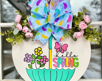 Hello Spring-deurhanger | Voordeurdecoratie | Voordeurkrans lente | Deurdecoratie lente | Deurhanger bloemen | Decoratie veranda