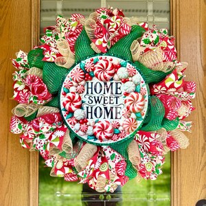 Peppermint Christmas Wreath | Christmas Porch Decor | Candy Cane Wreath | Christmas Door Decor | Peppermint Decor | Christmas Outdoor Decor