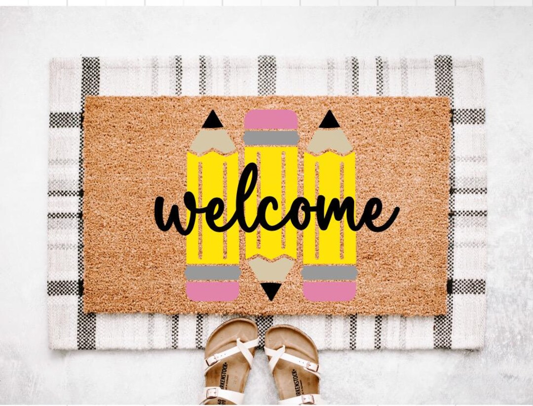 Library Welcome Mat Pencil Welcome Mat| Classroom Doormat | Teacher Appreciation Gift ...