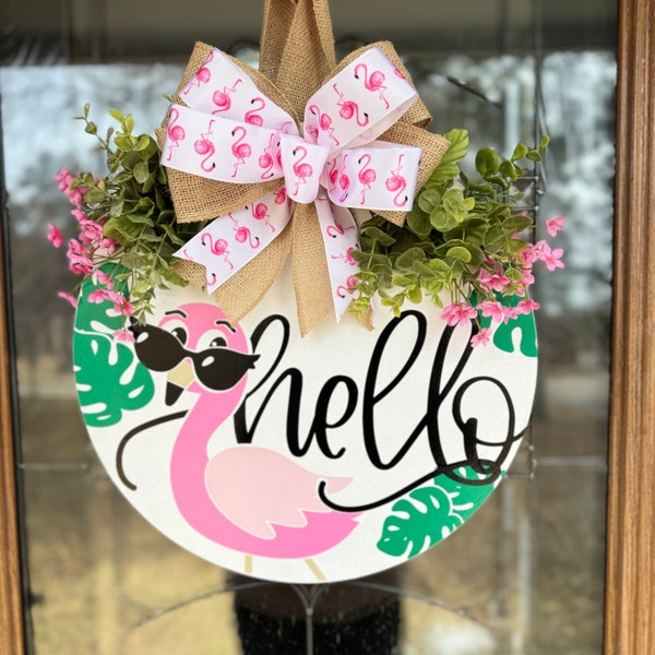 Flamingo Door Hanger | Front Door Decor | Spring Front Door Wreath | Spring Door Decor | Flamingo Decor | Summer Door Hanger | Porch Decor