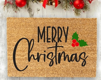 Merry Christmas Doormat | Holiday Doormat | Christmas Porch Decor | Christmas Outdoor Decor | Welcome Mat