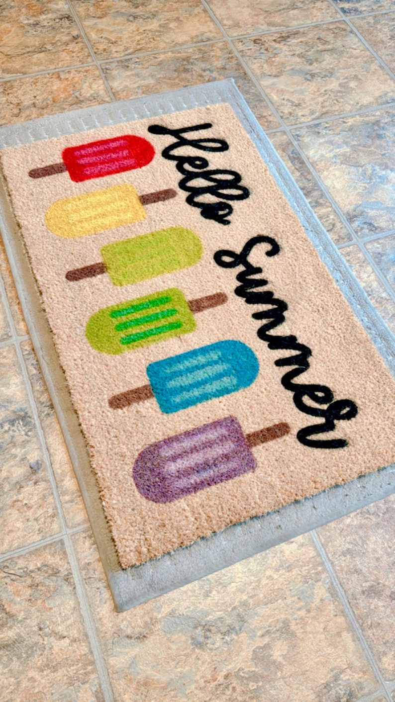 "Hello Summer" Popsicle Coir Doormat - Thumbnail 3