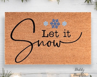 Let It Snow Doormat | Winter Doormat | Snowflake Doormat | Winter Decor | Christmas Doormat | Winter Welcome Mat