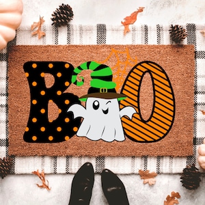 Boo Ghost Doormat | Halloween Doormat | Halloween Porch Decor | Boo Doormat | Outdoor Fall Decor | Fall Doormat  Halloween Decor Outdoor