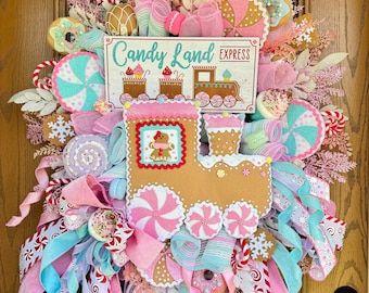 Gingerbread Candyland Wreath | Christmas Wreath | Christmas Porch Decor | Gingerbread Decor | Christmas Door Decor  | Front Door Decor