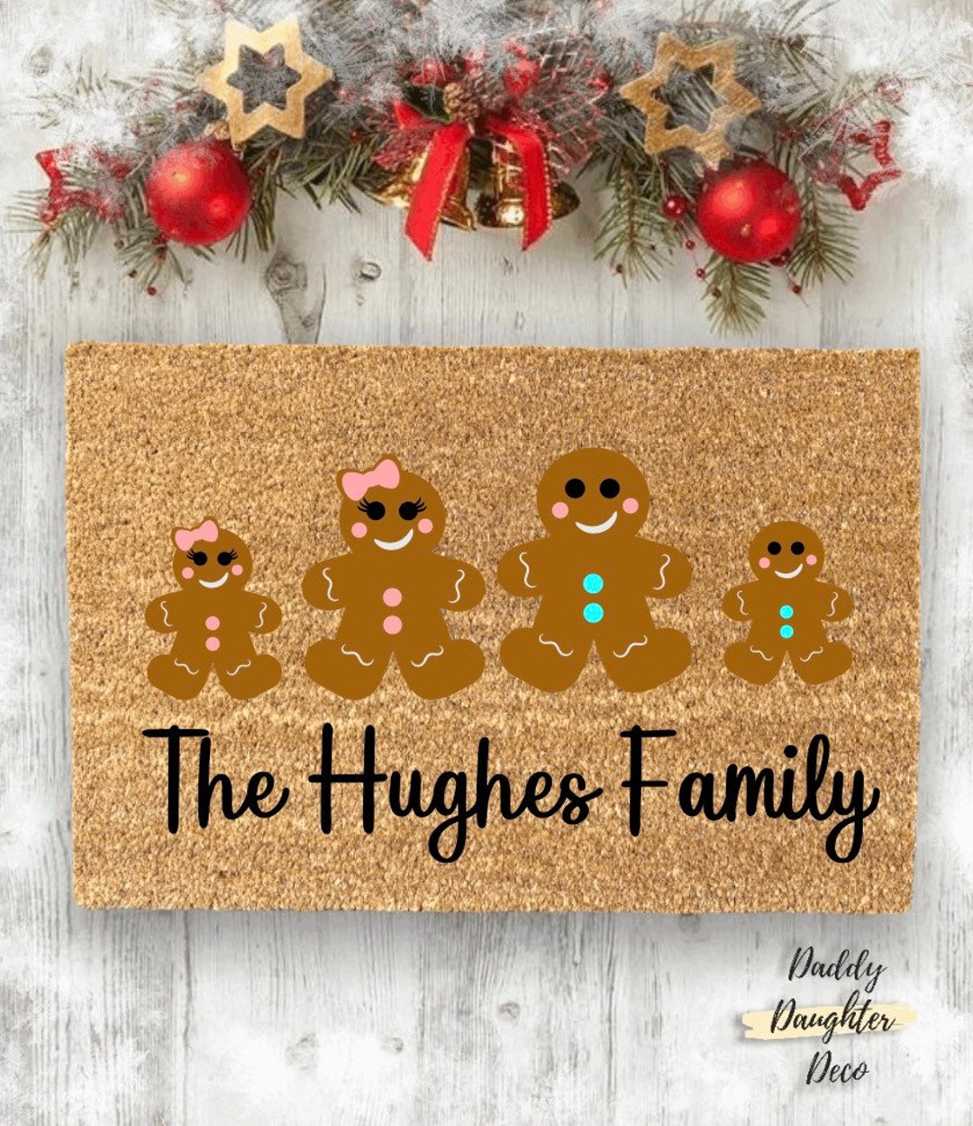 Personalized Gingerbread Doormat Christmas Doormat Personalized Christmas Gift Holiday Rug