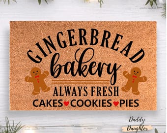 Gingerbread Bakery Doormat | Christmas Doormat |  Gingerbread Doormat | Christmas Porch Decor  | Patio Decor | Holiday Doormat