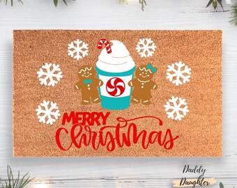 Gingerbread Christmas Doormat |  Gingerbread Doormat | Christmas Porch Decor  | Front Porch Decor | Holiday Doormat