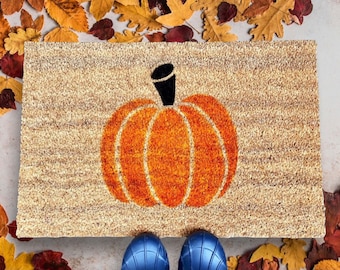 Pumpkin Holiday Door Mat | Thanksgiving Porch Fall Decor | Fall Home Decor Outdoor | Halloween Door Mat | Hello Pumpkin