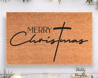 Merry Christmas Doormat | Holiday Doormat | Winter Doormat |  Christmas Porch  Decor | Christmas Front Porch Decor | Christmas Welcome Mat