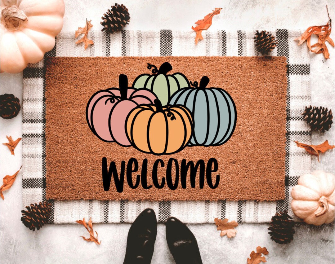 Pumpkin Mat Fall Doormat Fall Porch Decor Outdoor Fall Decor