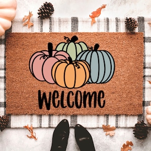 Pumpkin Welcome Mat | Fall Doormat | Fall Porch Decor | Outdoor Fall Decor | Halloween Doormat |  | Fall Outdoor Rug