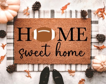 Home Sweet Home Football Doormat | Fall Doormat | Football Season || Fall Porch Decor | Sunday Football Doormat |