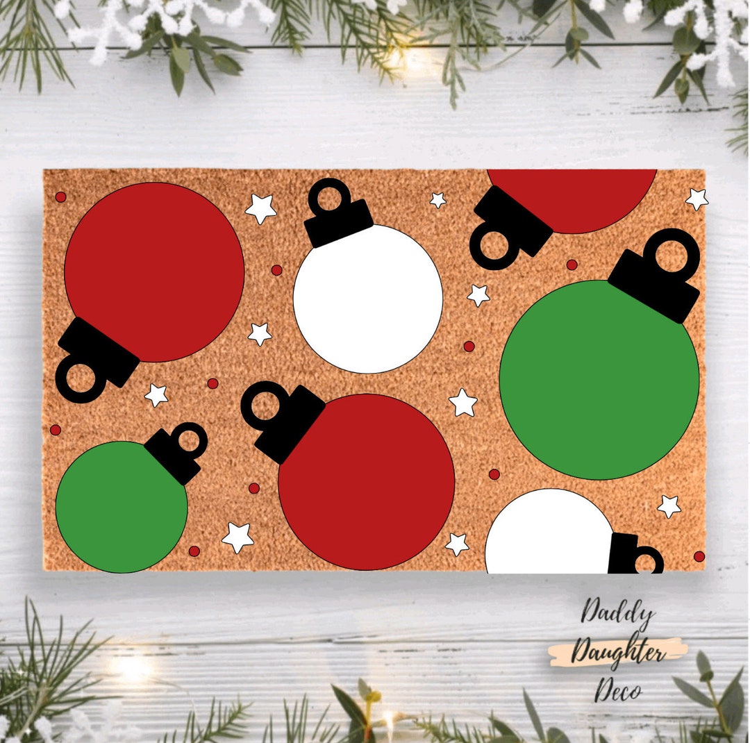 Christmas Ornament Doormat Winter Doormat Christmas Porch Etsy