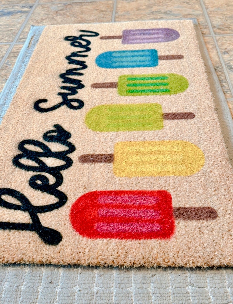 "Hello Summer" Popsicle Coir Doormat - Thumbnail 4