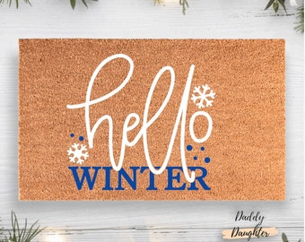 Hello Winter | Snowflake Doormat | Winter Decor | Christmas Doormat | Winter Welcome Mat | Christmas Decor