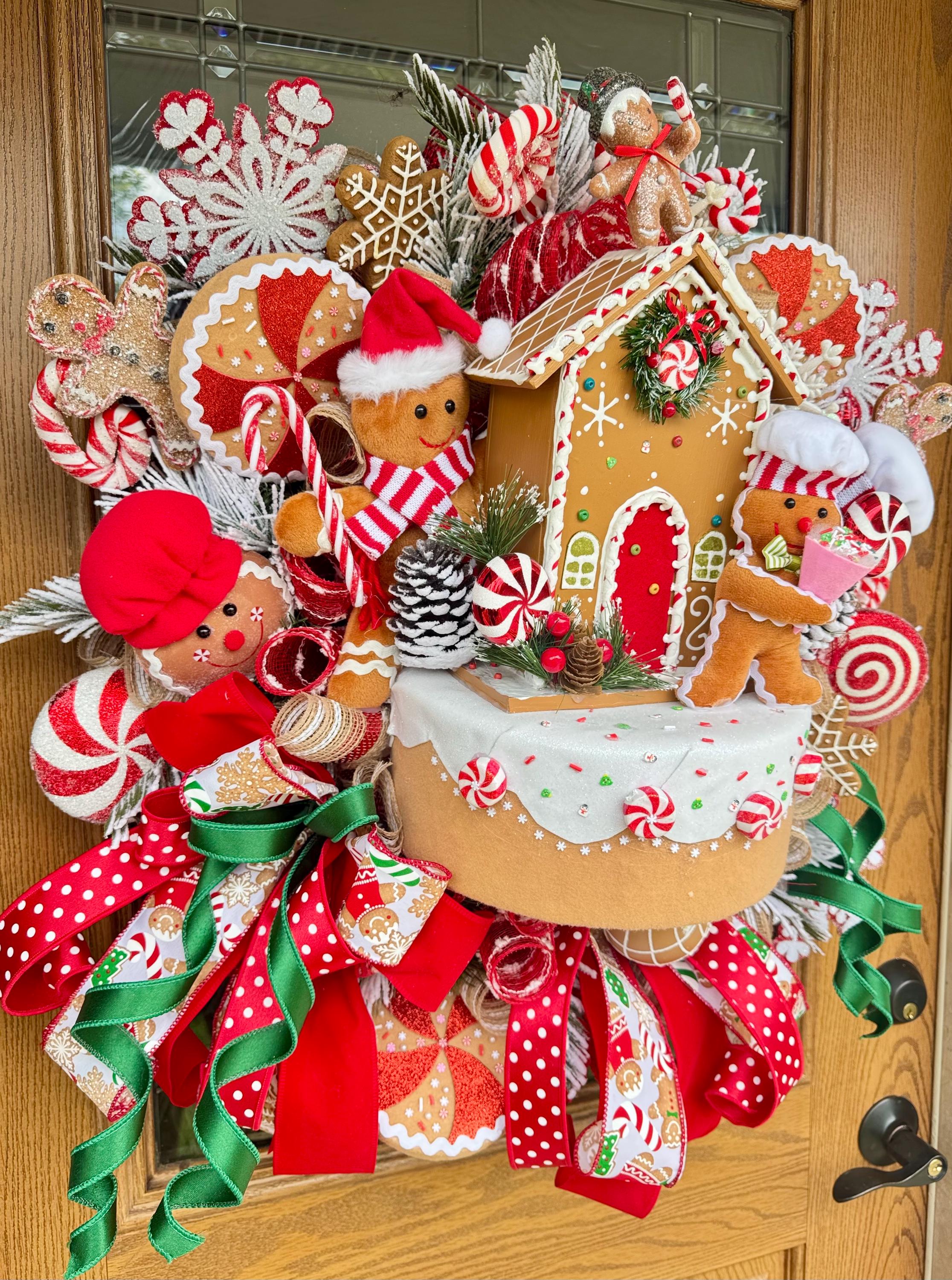 Gingerbread Candyland Wreath | Christmas Wreath | Christmas Porch Decor ...