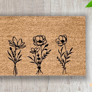 Floral Doormat | Spring Flowers Doormat | Spring Welcome Mat | Summer Doormat | Outdoor Spring Decor | Flower Porch Rug