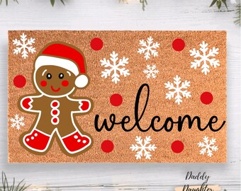 Gingerbread Welcome Doormat | Christmas Doormat |  Gingerbread Doormat | Christmas Porch Decor  | Front Porch Decor | Holiday Doormat