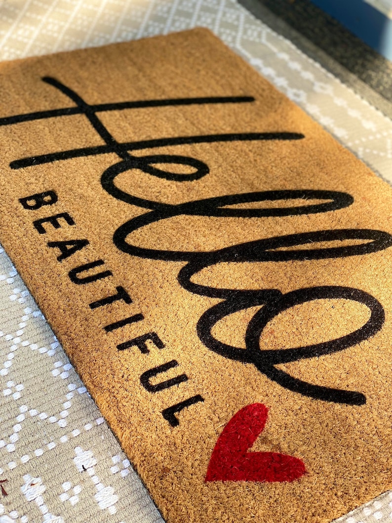 Hello Beautiful Doormat Cute Mat Housewarming Gift Etsy