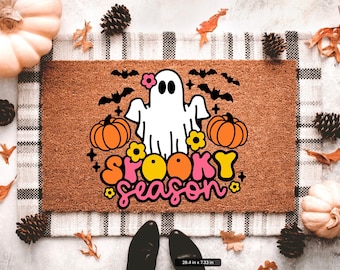 Spooky Season Halloween Doormat | Halloween Porch Decor | Ghost Doormat | Pink Halloween Doormat | Fall Porch Decor | Cute Doormat