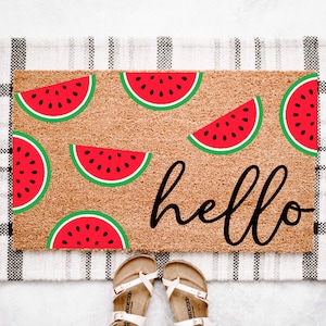 Summer Hello Watermelon Doormat Cute Porch Decor Summer Porch Decor ...