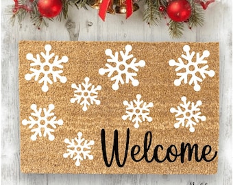 Welcome Snowflake Doormat | Christmas Doormat | Winter Doormat | Christmas Porch Decor | Winter Decor | Holiday Home Decor