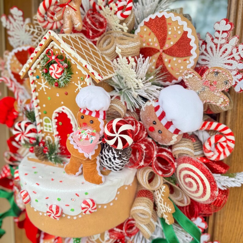 Gingerbread Candyland Wreath | Christmas Wreath | Christmas Porch Decor ...