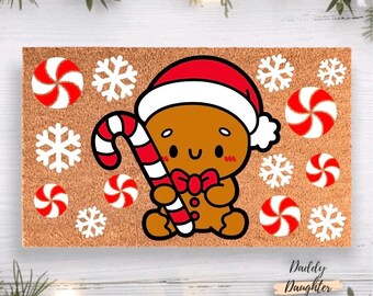 Gingerbread Doormat | Christmas Doormat | Peppermint Doormat | Christmas Porch Decor  | Front Porch Decor | Holiday Doormat