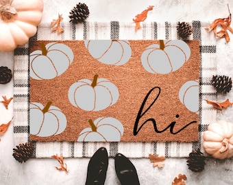 Gray Pumpkins Doormat  | Fall Doormat | Fall Porch Decor | Outdoor Fall Decor | Neutral Fall Decor | Fall Outdoor Rug | Halloween Doormat