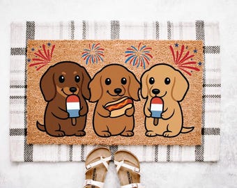 Patriotic Dog Doormat | Fourth Of July Doormat | Red White Blue Doormat | Summer Doormat | Patriotic Doormat | Fourth Of July Decor