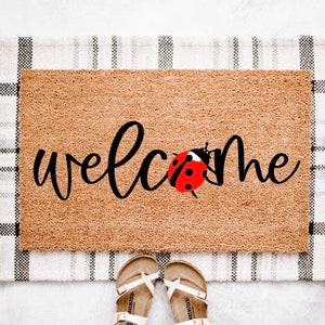 Ladybug Welcome Doormat | Summer Doormat | Summer Porch Decor | Cute Welcome Mat | Lady Bug Decor | Front Door Decor | Spring Doormat