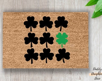 St. Patrick’s Day Doormat | Shamrock Doormat |  Spring Doormat | Four Leaf Clover | Irish Decor | Spring Decor | St. Patrick’s Day Decor