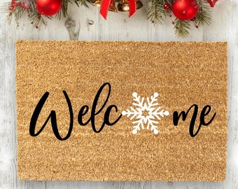 Welcome Snowflake Doormat | Christmas Doormat | Winter Doormat | Christmas Porch Decor | Winter Decor | Holiday Home Decor