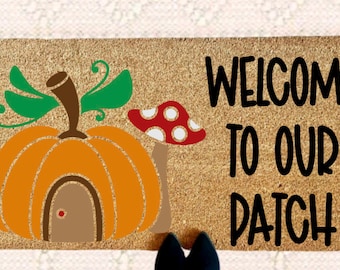 Welcome To Our Patch | Fall Doormat | Double Door Doormat | Pumpkin Doormat | Outdoor Fall Decor | Outdoor Autumn Decor | Fall Outdoor Rug