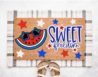 Patriotic Watermelon Doormat | Fourth Of July Doormat | Red White Blue Doormat | Summer Doormat | Patriotic Doormat | Fourth Of July Decor