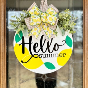 Summer Door Hanger |  Summer Front Door Decor| Spring Door Decor | Lemon | Summer Porch Decor | Summer Wreath