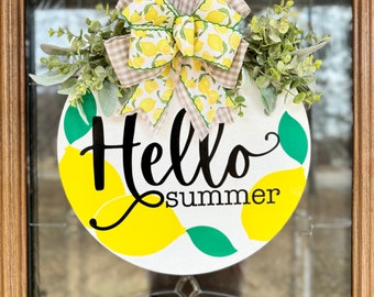Summer Door Hanger |  Summer Front Door Decor| Spring Door Decor | Lemon | Summer Porch Decor | Summer Wreath