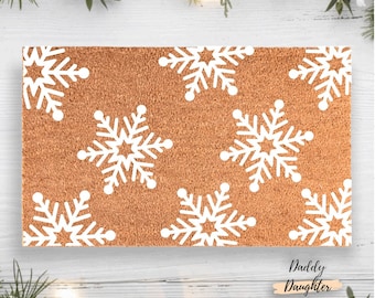 Snowflake Doormat | Winter Doormat | | Winter Decor | Christmas Doormat | Winter Welcome Mat | Christmas Decor