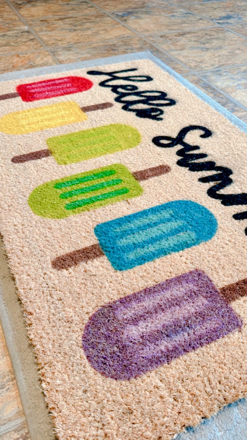 "Hello Summer" Popsicle Coir Doormat - Thumbnail 2