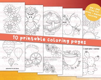 Sunshine Coloring Pages, Printable Designs (Digital Download)