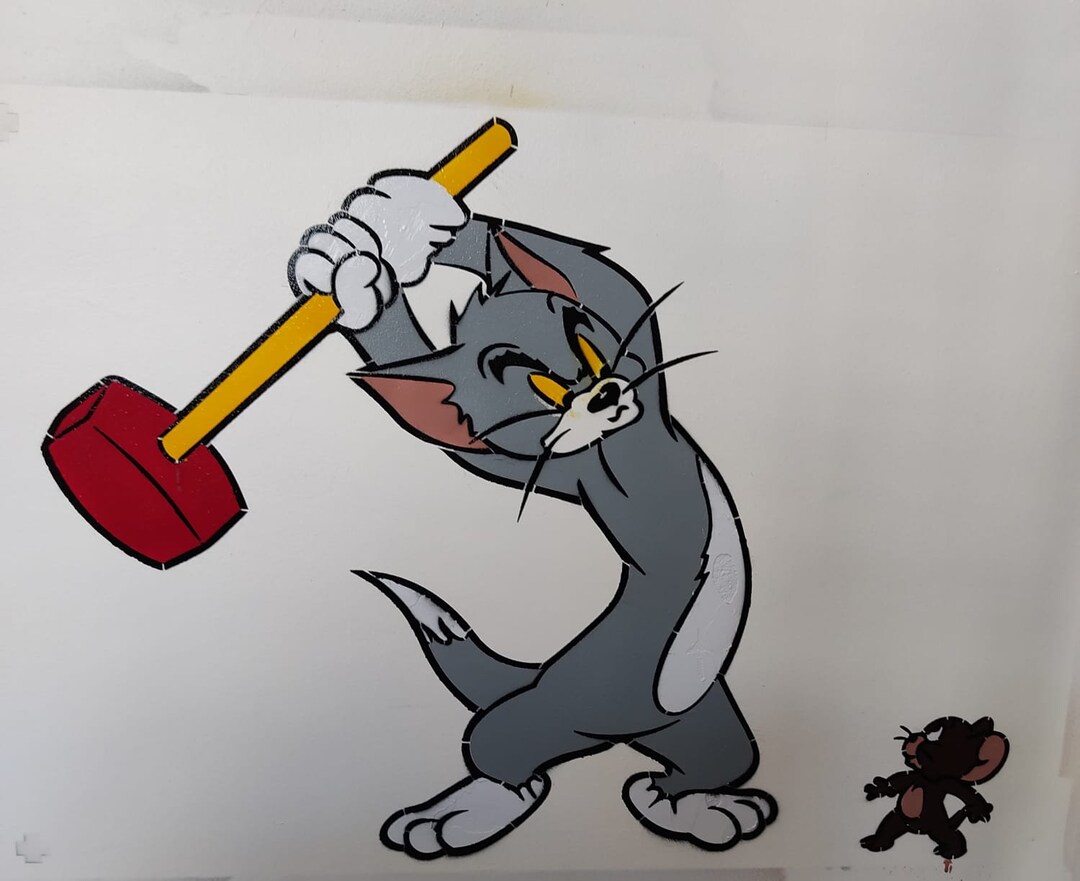 Laser Cut Stencil of Tom and Jerry 6 Layer Wall Art Stencil Etsy