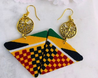 African Fabric Earring, Ankara Print Earring, Gift for her, Kente Earrings, African Jewelry, African Statement Earrings
